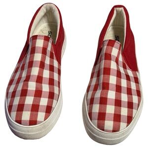 Soda Red and White Checkered Slip-On Sneakers SB11